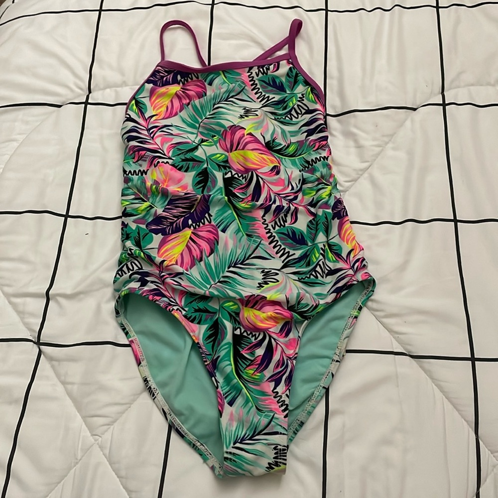 Tropical print swimsuit, 10/12 Wonder Nation,condition:worn but good condition.
